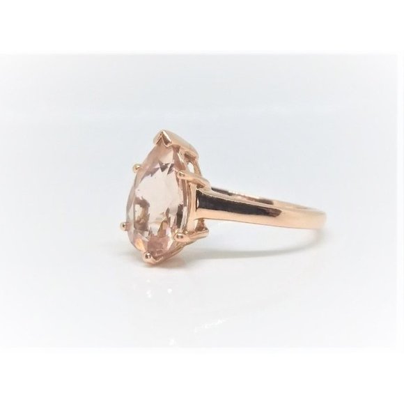10K Rose Gold Pear Shaped Natural Morganite Ring - Picture 2 of 6